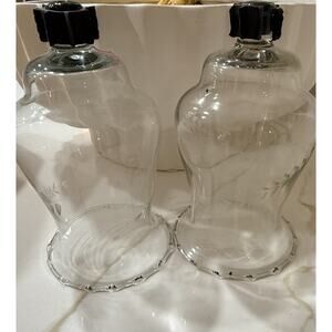 2 Etched Vine Leaf Design Peg Votive Candle Holders 5 3/4" Mexico Vintage